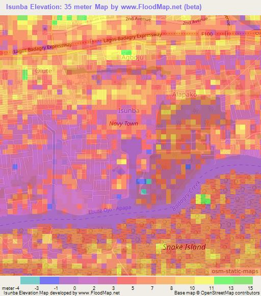 Isunba,Nigeria Elevation Map