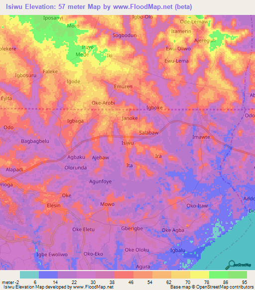 Isiwu,Nigeria Elevation Map