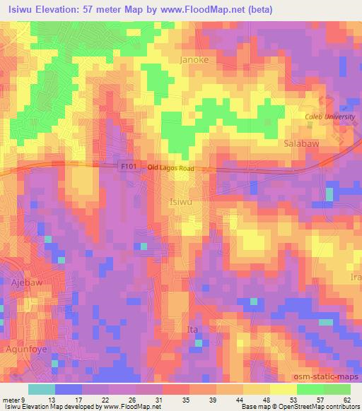 Isiwu,Nigeria Elevation Map