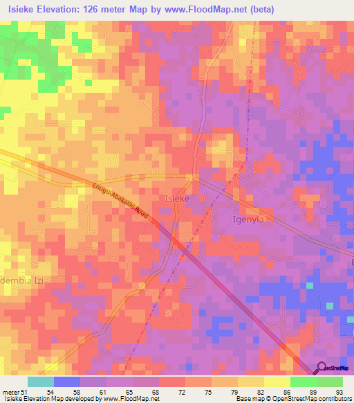 Isieke,Nigeria Elevation Map