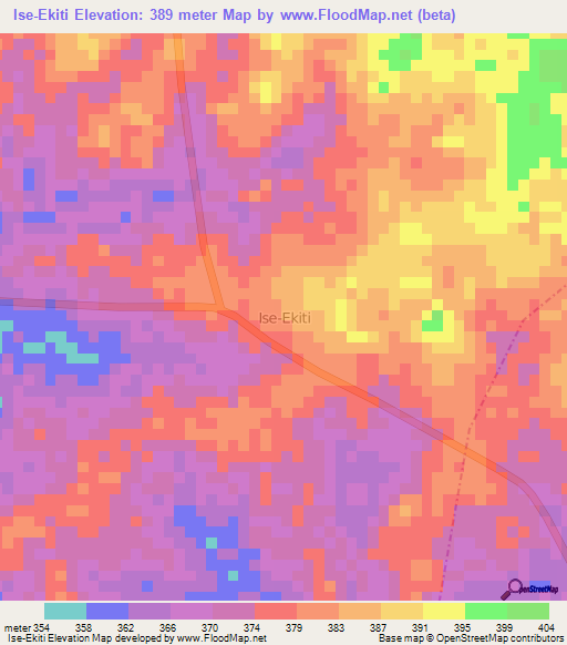 Ise-Ekiti,Nigeria Elevation Map