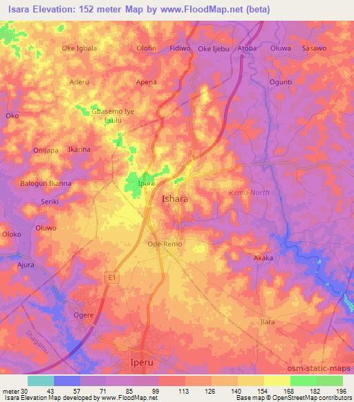 Isara,Nigeria Elevation Map