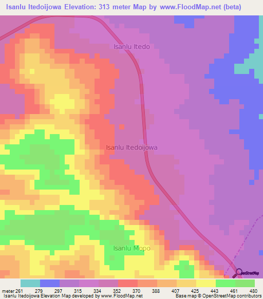 Isanlu Itedoijowa,Nigeria Elevation Map