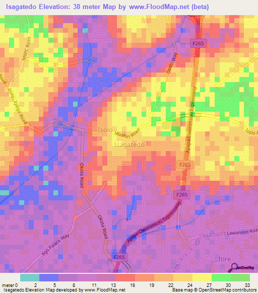 Isagatedo,Nigeria Elevation Map