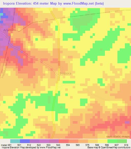 Iropora,Nigeria Elevation Map