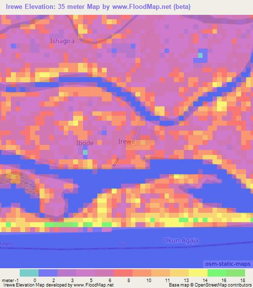 Irewe,Nigeria Elevation Map