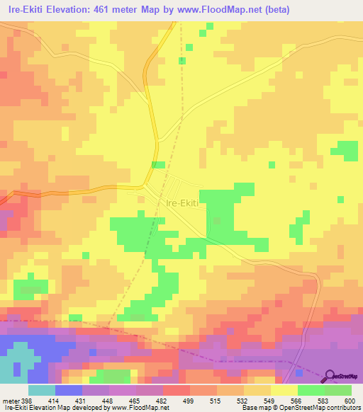 Ire-Ekiti,Nigeria Elevation Map