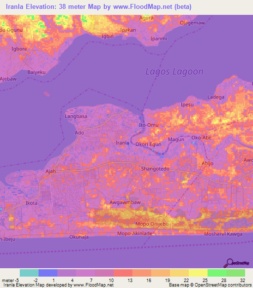 Iranla,Nigeria Elevation Map