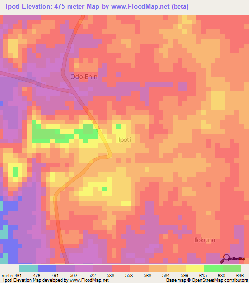 Ipoti,Nigeria Elevation Map