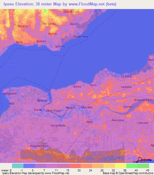 Ipesu,Nigeria Elevation Map