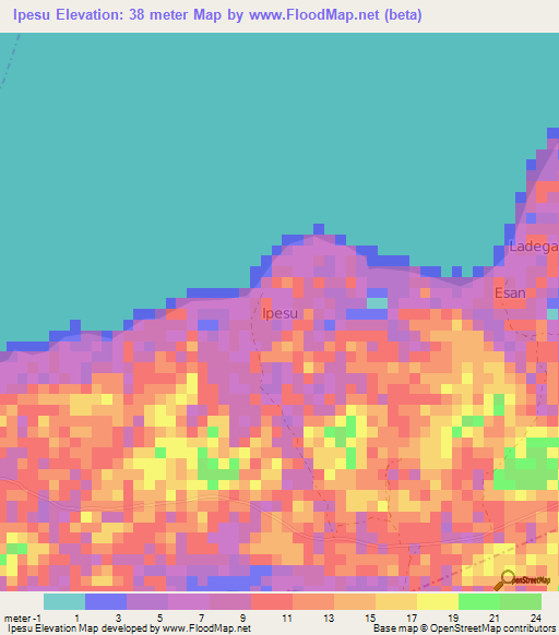 Ipesu,Nigeria Elevation Map