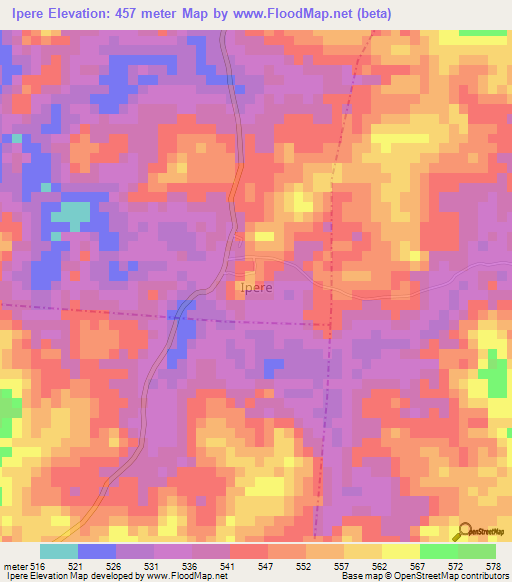 Ipere,Nigeria Elevation Map