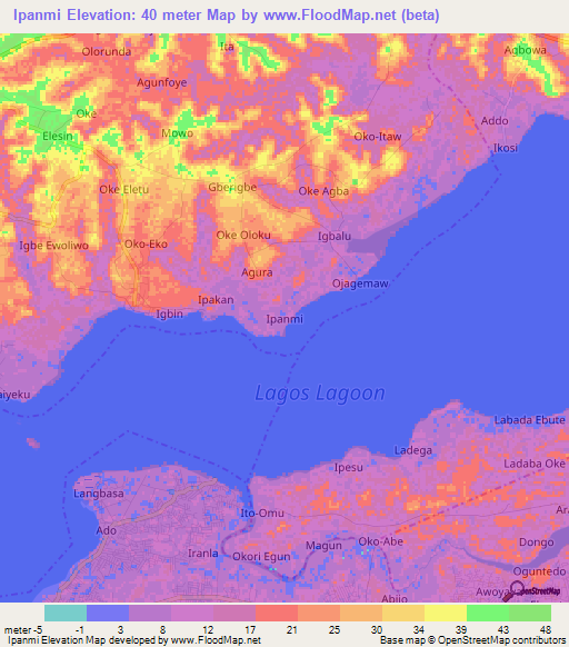 Ipanmi,Nigeria Elevation Map