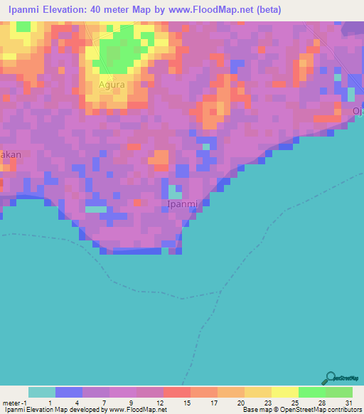 Ipanmi,Nigeria Elevation Map