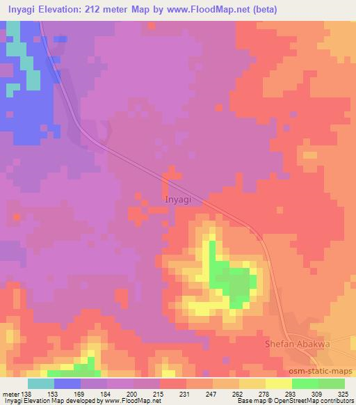 Inyagi,Nigeria Elevation Map