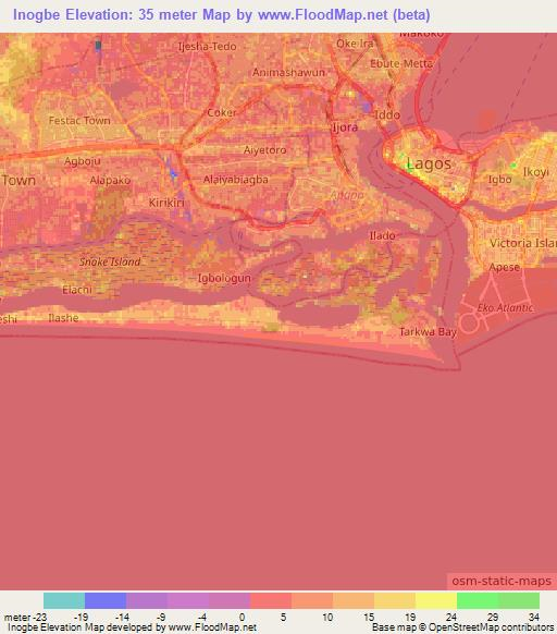 Inogbe,Nigeria Elevation Map