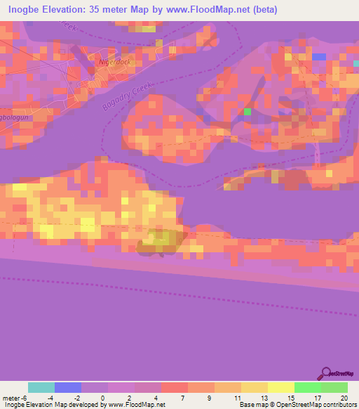 Inogbe,Nigeria Elevation Map