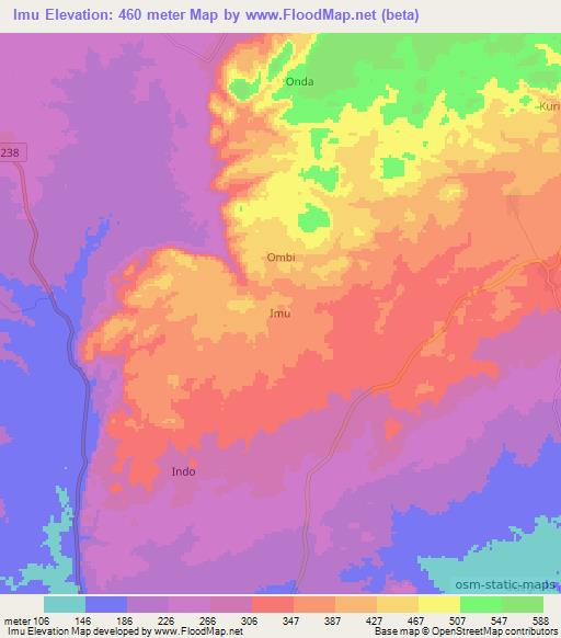 Imu,Nigeria Elevation Map