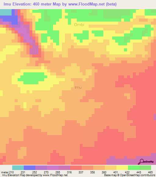 Imu,Nigeria Elevation Map