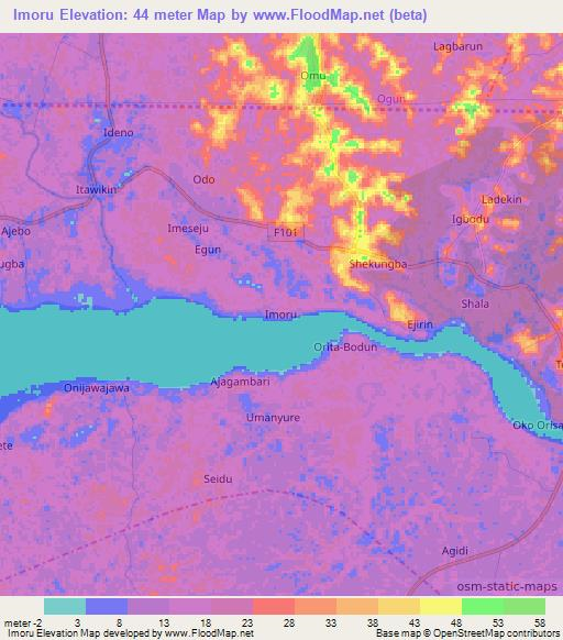 Imoru,Nigeria Elevation Map