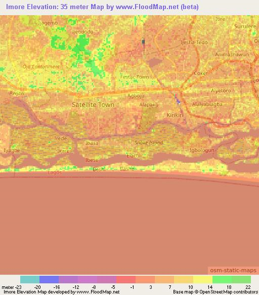 Imore,Nigeria Elevation Map