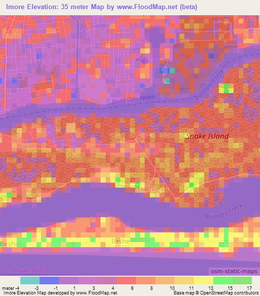 Imore,Nigeria Elevation Map