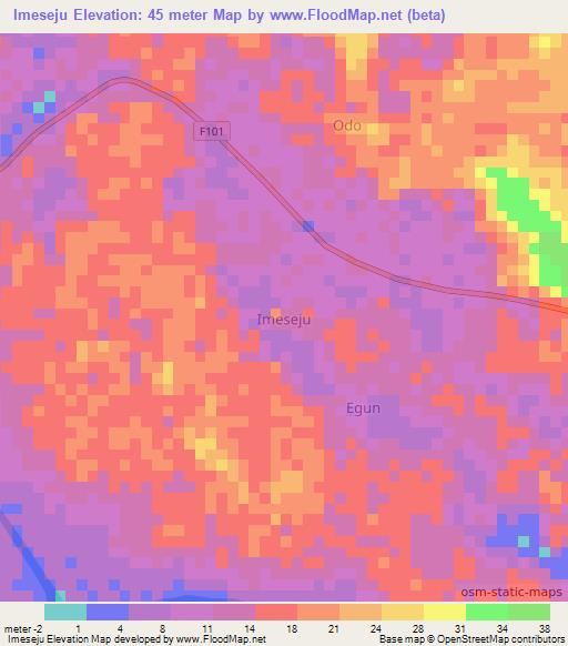 Imeseju,Nigeria Elevation Map