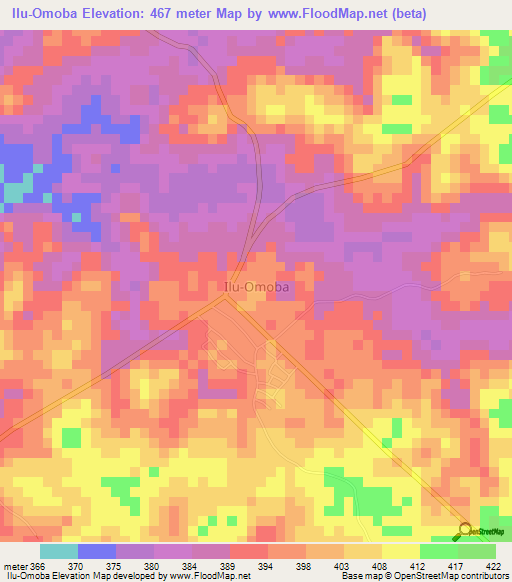 Ilu-Omoba,Nigeria Elevation Map