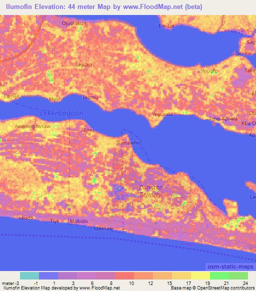 Ilumofin,Nigeria Elevation Map