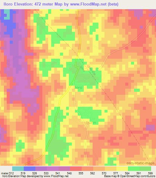 Iloro,Nigeria Elevation Map