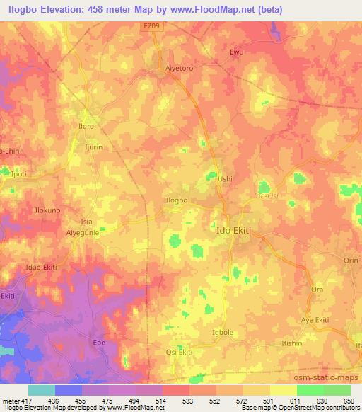 Ilogbo,Nigeria Elevation Map