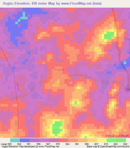 Ilogbo,Nigeria Elevation Map