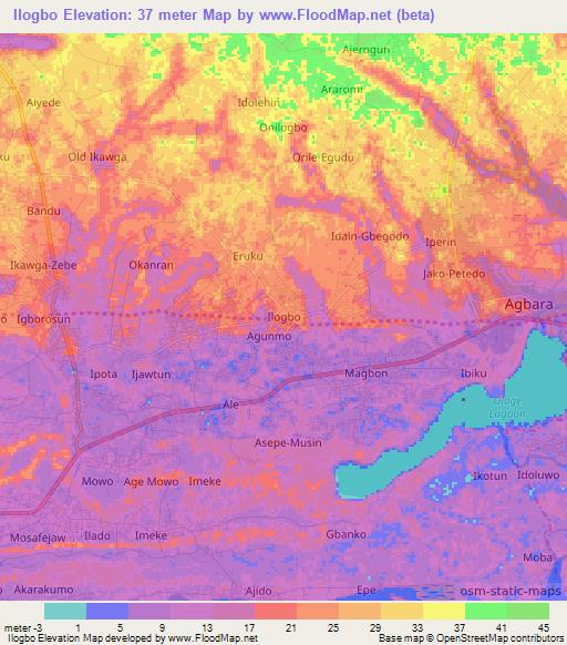 Ilogbo,Nigeria Elevation Map