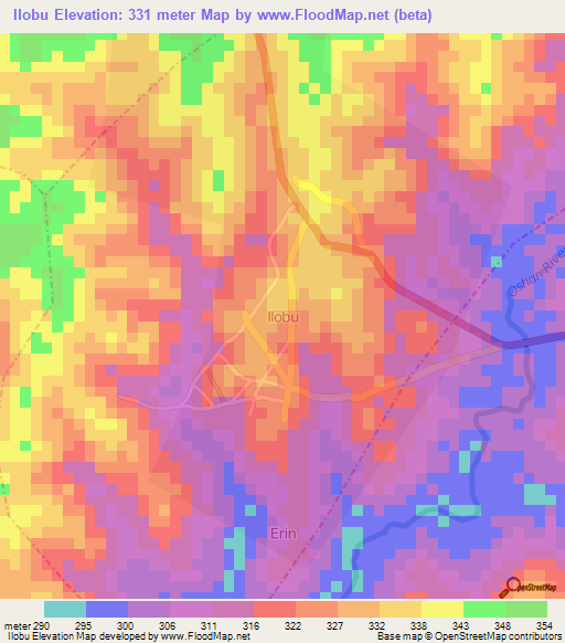 Ilobu,Nigeria Elevation Map