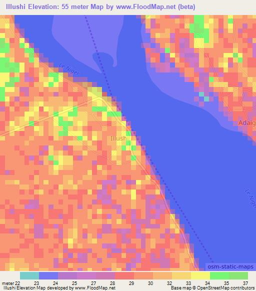 Illushi,Nigeria Elevation Map