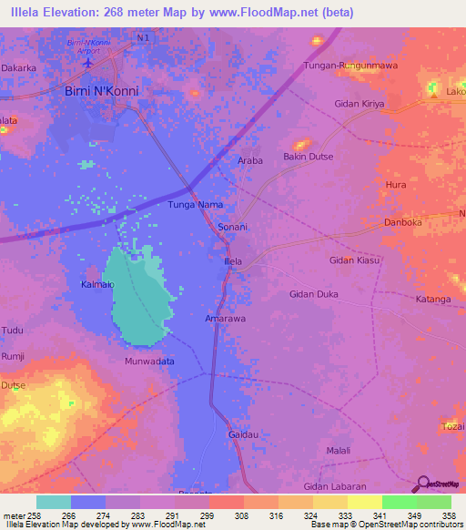 Illela,Nigeria Elevation Map