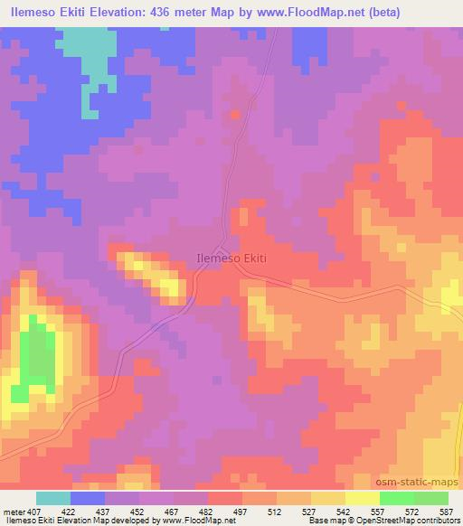 Ilemeso Ekiti,Nigeria Elevation Map