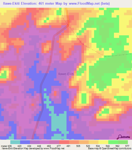 Ilawe-Ekiti,Nigeria Elevation Map