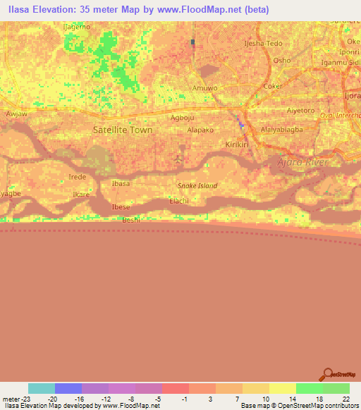 Ilasa,Nigeria Elevation Map