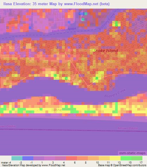 Ilasa,Nigeria Elevation Map