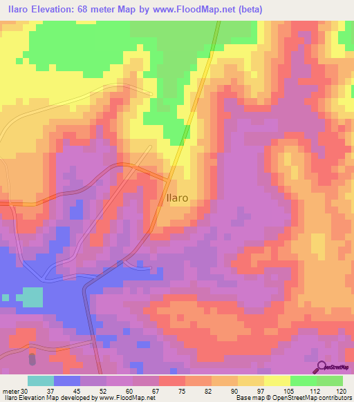 Ilaro,Nigeria Elevation Map