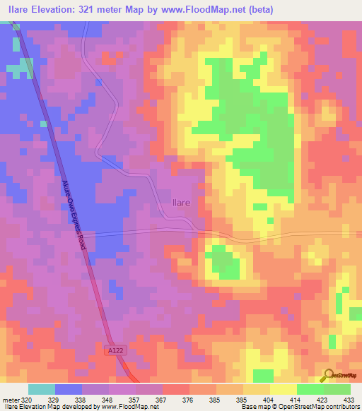 Ilare,Nigeria Elevation Map