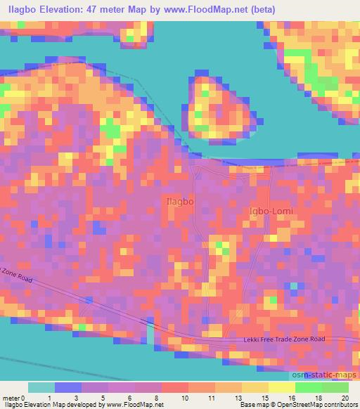 Ilagbo,Nigeria Elevation Map