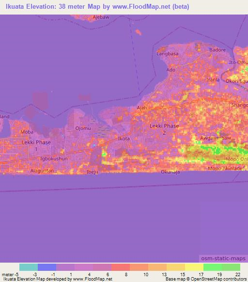 Ikuata,Nigeria Elevation Map