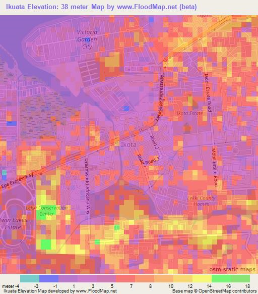 Ikuata,Nigeria Elevation Map