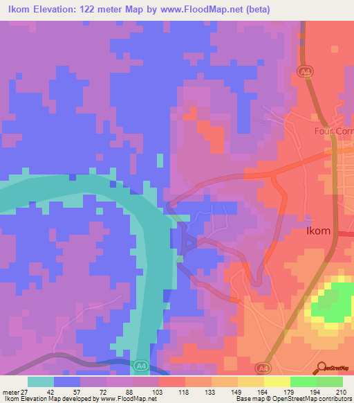 Ikom,Nigeria Elevation Map