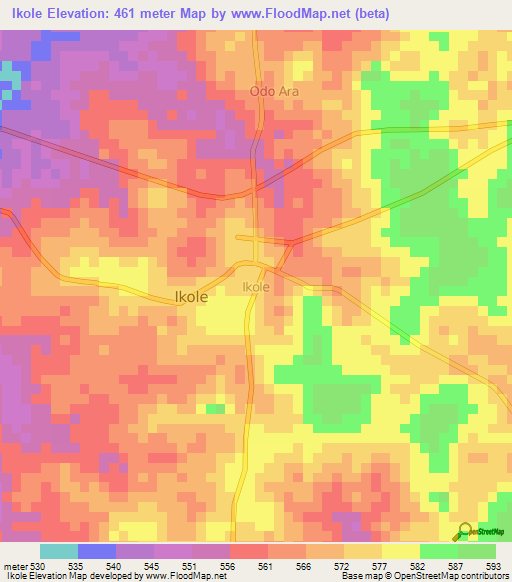 Ikole,Nigeria Elevation Map