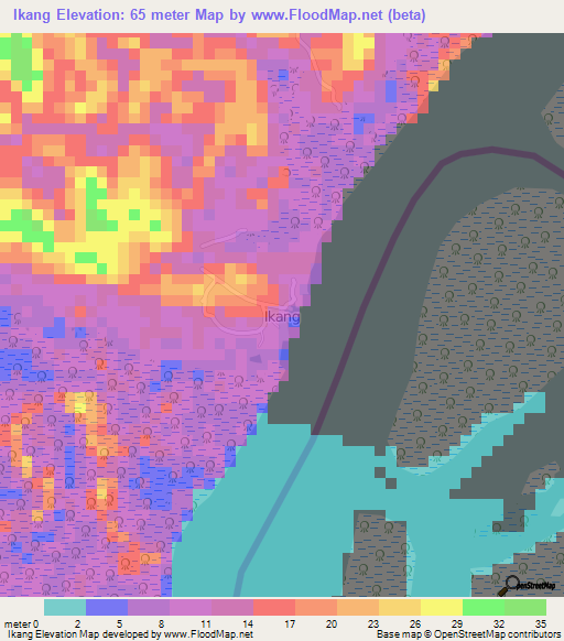 Ikang,Nigeria Elevation Map