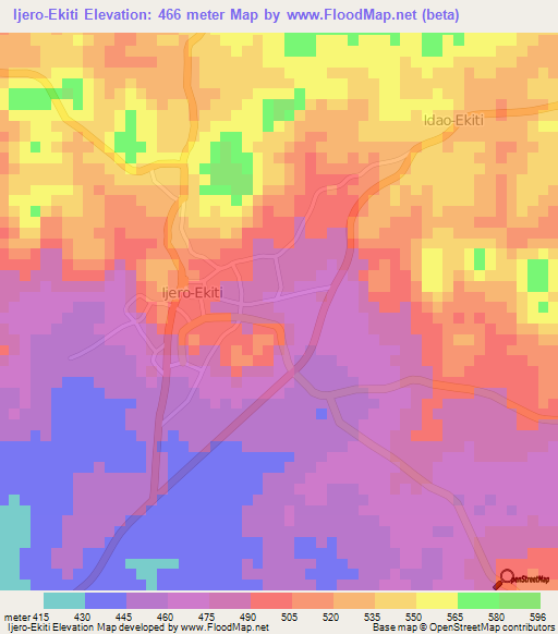 Ijero-Ekiti,Nigeria Elevation Map