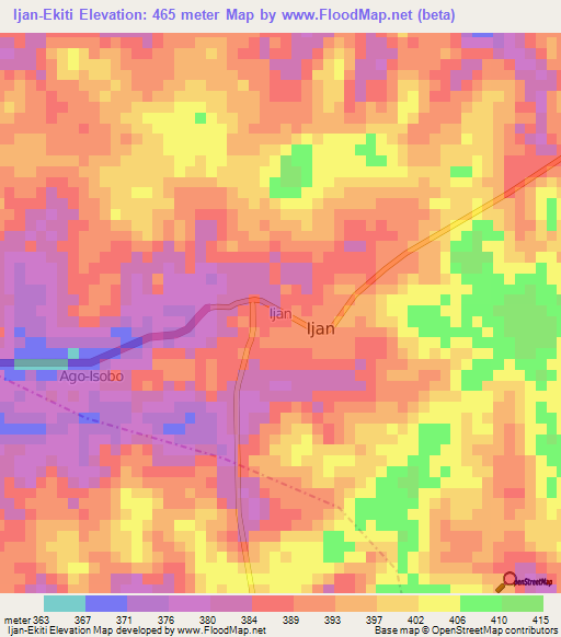 Ijan-Ekiti,Nigeria Elevation Map